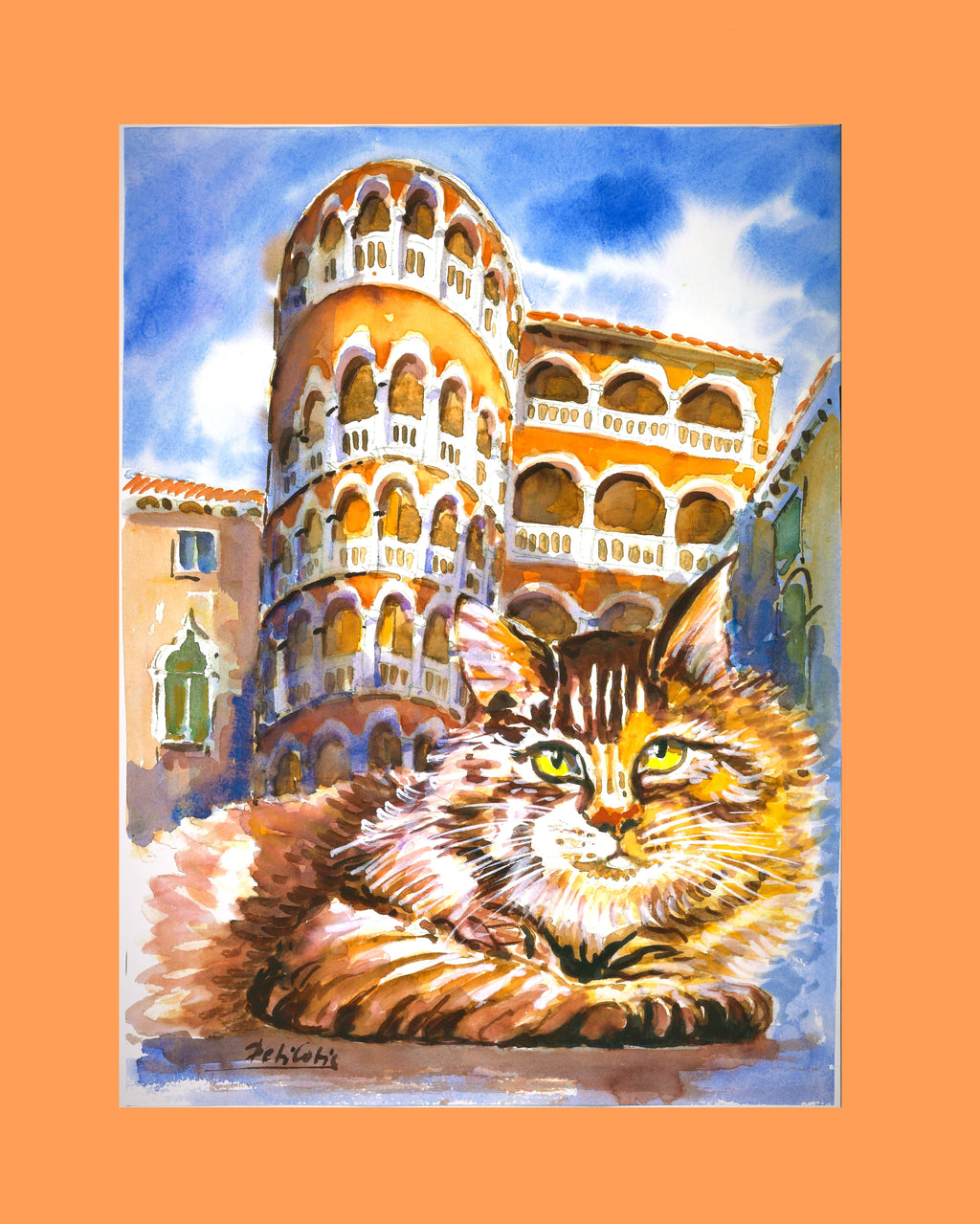 Gatto con la Scala Contarini del Bovolo Venezia