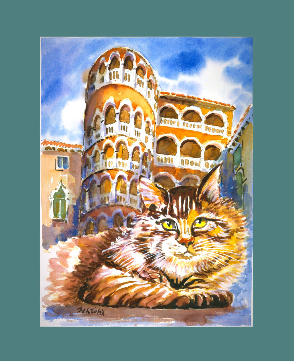 Gatto con la Scala Contarini del Bovolo Venezia