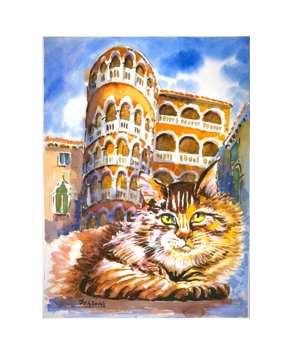 Gatto con la Scala Contarini del Bovolo Venezia